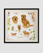 Load image into Gallery viewer, Custom silk pet portrait of Charlie, a golden retriever
