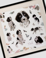 Load image into Gallery viewer, Framed silk pet portrait of Tiki, tilted view
